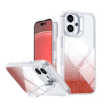 Custodia per telefono con cornice magnetica e supporto per obiettivo con effetto sfumato glitterato, For iPhone Air, For iPhone 16 Pro Max, For iPhone 16 Pro, For iPhone 16 Plus