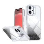 Custodia per telefono con cornice magnetica e supporto per obiettivo con effetto sfumato glitterato, For iPhone Air, For iPhone 16 Pro Max, For iPhone 16 Pro, For iPhone 16 Plus