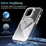 Custodia per telefono con cornice magnetica e supporto per obiettivo con effetto sfumato glitterato, For iPhone 16, For iPhone 15 Pro Max, For iPhone 15 Pro, For iPhone 15 Plus