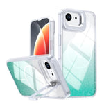 Custodia per telefono con cornice magnetica e supporto per obiettivo con effetto sfumato glitterato, For iPhone 17e / 16e, For iPhone 17 Pro Max, For iPhone 17 Pro, For iPhone 17