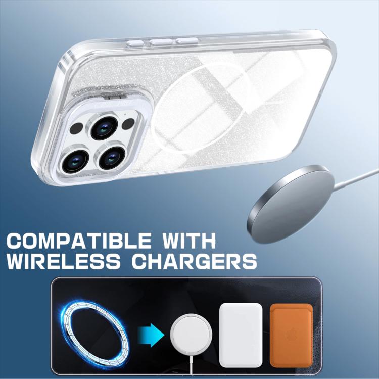Custodia per telefono con cornice magnetica e supporto per obiettivo con effetto sfumato glitterato, For iPhone 14 Pro Max, For iPhone 13 Pro Max, For iPhone 13 Pro