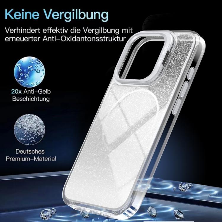 Custodia per telefono con cornice magnetica e supporto per obiettivo con effetto sfumato glitterato, For iPhone 14 Pro Max, For iPhone 13 Pro Max, For iPhone 13 Pro