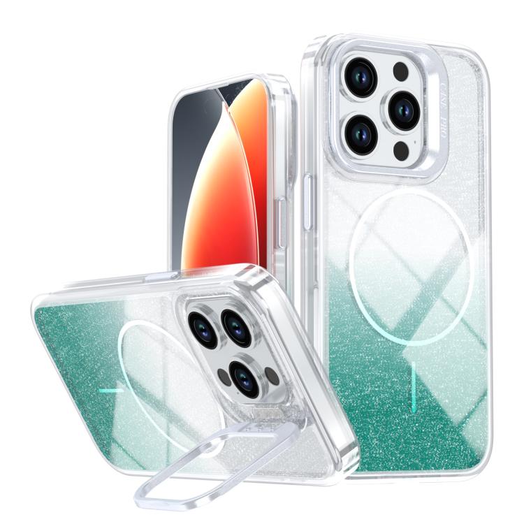 Custodia per telefono con cornice magnetica e supporto per obiettivo con effetto sfumato glitterato, For iPhone 14 Pro Max, For iPhone 13 Pro Max, For iPhone 13 Pro