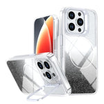 Custodia per telefono con cornice magnetica e supporto per obiettivo con effetto sfumato glitterato, For iPhone 14 Pro Max, For iPhone 13 Pro Max, For iPhone 13 Pro