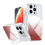 Custodia per telefono con cornice magnetica e supporto per obiettivo con effetto sfumato glitterato, For iPhone 14 Pro Max, For iPhone 13 Pro Max, For iPhone 13 Pro