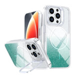 Custodia per telefono con cornice magnetica e supporto per obiettivo con effetto sfumato glitterato, For iPhone 14 Pro Max, For iPhone 13 Pro Max, For iPhone 13 Pro