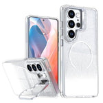 Custodia per telefono con cornice magnetica e supporto per obiettivo con effetto sfumato glitterato, For Samsung Galaxy S26+ 5G, For Samsung Galaxy S26 Ultra 5G, For Samsung Galaxy S26 5G, For Samsung Galaxy S25 FE 5G