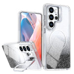 Custodia per telefono con cornice magnetica e supporto per obiettivo con effetto sfumato glitterato, For Samsung Galaxy S26+ 5G, For Samsung Galaxy S26 Ultra 5G, For Samsung Galaxy S26 5G, For Samsung Galaxy S25 FE 5G
