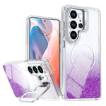 Custodia per telefono con cornice magnetica e supporto per obiettivo con effetto sfumato glitterato, For Samsung Galaxy S26+ 5G, For Samsung Galaxy S26 Ultra 5G, For Samsung Galaxy S26 5G, For Samsung Galaxy S25 FE 5G