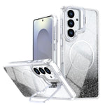 Custodia per telefono con cornice magnetica e supporto per obiettivo con effetto sfumato glitterato, For Samsung Galaxy S26+ 5G, For Samsung Galaxy S26 Ultra 5G, For Samsung Galaxy S26 5G, For Samsung Galaxy S25 FE 5G