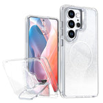Custodia per telefono con cornice magnetica e supporto per obiettivo con effetto sfumato glitterato, For Samsung Galaxy S25 Edge 5G, For Samsung Galaxy S25 / S24 5G, For Samsung Galaxy S25+ / S24+ 5G, For Samsung Galaxy S25 Ultra 5G