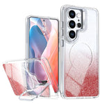 Custodia per telefono con cornice magnetica e supporto per obiettivo con effetto sfumato glitterato, For Samsung Galaxy S25 Edge 5G, For Samsung Galaxy S25 / S24 5G, For Samsung Galaxy S25+ / S24+ 5G, For Samsung Galaxy S25 Ultra 5G