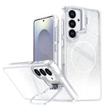 Custodia per telefono con cornice magnetica e supporto per obiettivo con effetto sfumato glitterato, For Samsung Galaxy S25 Edge 5G, For Samsung Galaxy S25 / S24 5G, For Samsung Galaxy S25+ / S24+ 5G, For Samsung Galaxy S25 Ultra 5G