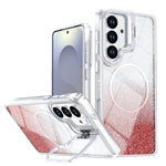 Custodia per telefono con cornice magnetica e supporto per obiettivo con effetto sfumato glitterato, For Samsung Galaxy S25 Edge 5G, For Samsung Galaxy S25 / S24 5G, For Samsung Galaxy S25+ / S24+ 5G, For Samsung Galaxy S25 Ultra 5G