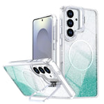 Custodia per telefono con cornice magnetica e supporto per obiettivo con effetto sfumato glitterato, For Samsung Galaxy S25 Edge 5G, For Samsung Galaxy S25 / S24 5G, For Samsung Galaxy S25+ / S24+ 5G, For Samsung Galaxy S25 Ultra 5G
