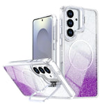 Custodia per telefono con cornice magnetica e supporto per obiettivo con effetto sfumato glitterato, For Samsung Galaxy S25 Edge 5G, For Samsung Galaxy S25 / S24 5G, For Samsung Galaxy S25+ / S24+ 5G, For Samsung Galaxy S25 Ultra 5G