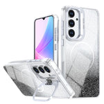 Custodia per telefono con cornice magnetica e supporto per obiettivo con effetto sfumato glitterato, For Samsung Galaxy S26+ 5G, For Samsung Galaxy S26 Ultra 5G, For Samsung Galaxy S26 5G, For Samsung Galaxy S25 FE 5G