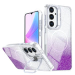 Custodia per telefono con cornice magnetica e supporto per obiettivo con effetto sfumato glitterato, For Samsung Galaxy S24 FE 5G, For Samsung Galaxy S24 Ultra 5G