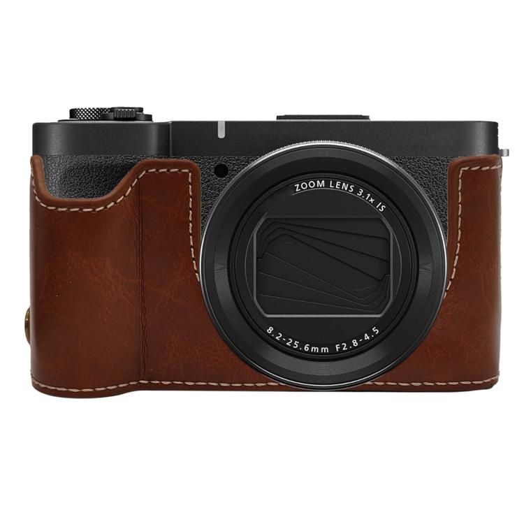 Mezza custodia per fotocamera in pelle vegana, For Canon PowerShot V1