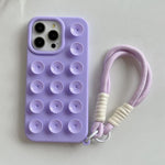Semplice custodia per telefono in silicone con ventosa e cordino., For iPhone 16 Pro Max, For iPhone 16 Pro, For iPhone 16 Plus, For iPhone 16