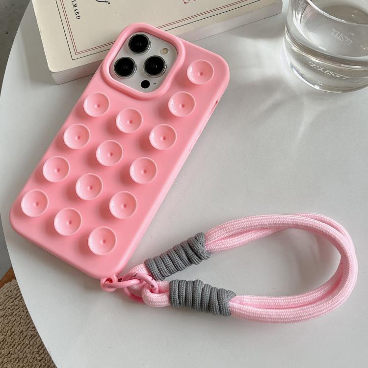 Semplice custodia per telefono in silicone con ventosa e cordino., For iPhone 16 Pro Max, For iPhone 16 Pro, For iPhone 16 Plus, For iPhone 16