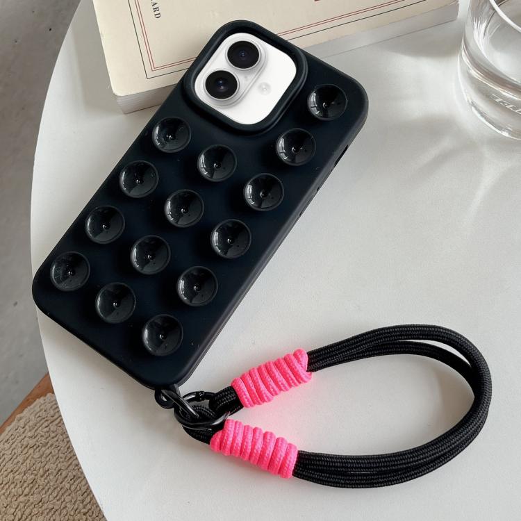 Semplice custodia per telefono in silicone con ventosa e cordino., For iPhone 16 Pro Max, For iPhone 16 Pro, For iPhone 16 Plus, For iPhone 16
