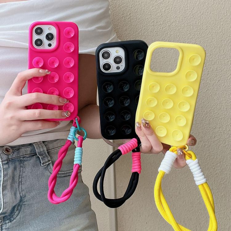 Semplice custodia per telefono in silicone con ventosa e cordino., For iPhone 16 Pro Max, For iPhone 16 Pro, For iPhone 16 Plus, For iPhone 16