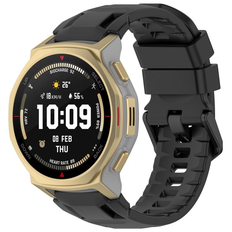 Cinturino per orologio xDfind in silicone nero tinta unita con fibbia, For Amazfit T-Rex 3 Pro 44mm
