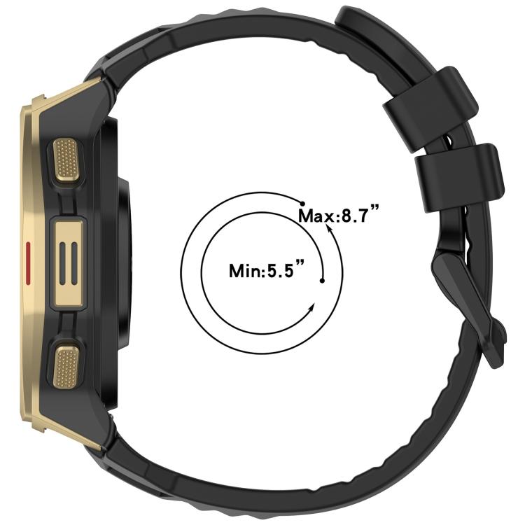 Cinturino per orologio xDfind in silicone nero tinta unita con fibbia, For Amazfit T-Rex 3 Pro 44mm