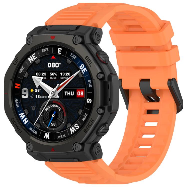 Cinturino per orologio xDfind in silicone nero tinta unita con fibbia, For Amazfit T-Rex 3 Pro 48mm