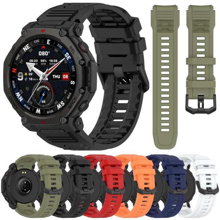 Cinturino per orologio xDfind in silicone nero tinta unita con fibbia, For Amazfit T-Rex 3 Pro 48mm