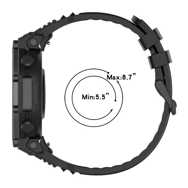 Cinturino per orologio xDfind in silicone nero tinta unita con fibbia, For Amazfit T-Rex 3 Pro 48mm