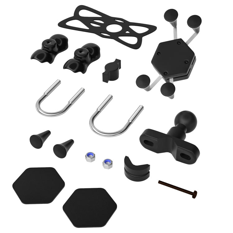 WUPP CS-1133A1 Staffa porta cellulare regolabile a forma di X a quattro artigli per moto, versione con fibbia a doppio tocco, CS-1133A1