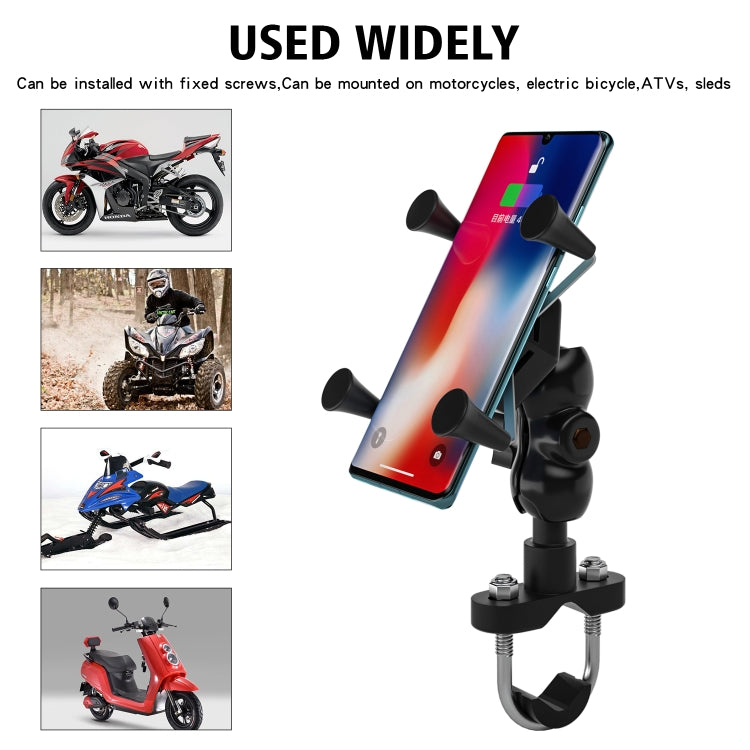 WUPP CS-1133A1 Staffa porta cellulare regolabile a forma di X a quattro artigli per moto, versione con fibbia a doppio tocco, CS-1133A1