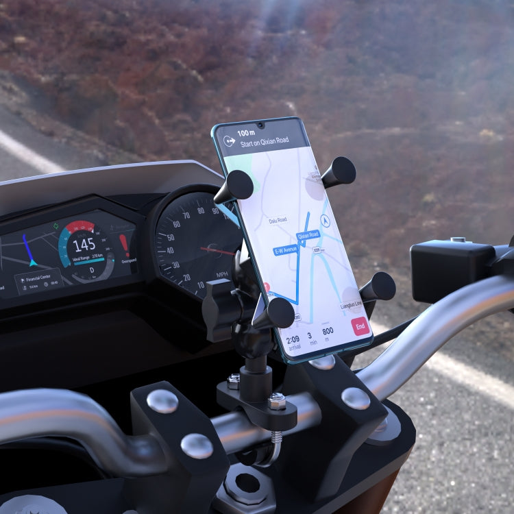 WUPP CS-1133A1 Staffa porta cellulare regolabile a forma di X a quattro artigli per moto, versione con fibbia a doppio tocco, CS-1133A1