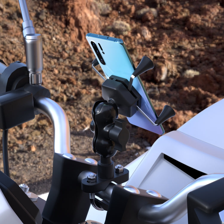 WUPP CS-1133A1 Staffa porta cellulare regolabile a forma di X a quattro artigli per moto, versione con fibbia a doppio tocco, CS-1133A1