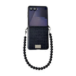 Custodia per telefono fai-da-te con fibbia laterale e cinturino, con motivo coccodrillo e targhetta in stile targhetta., For Galaxy Z Flip8 5G, For Samsung Galaxy Z Flip7 5G