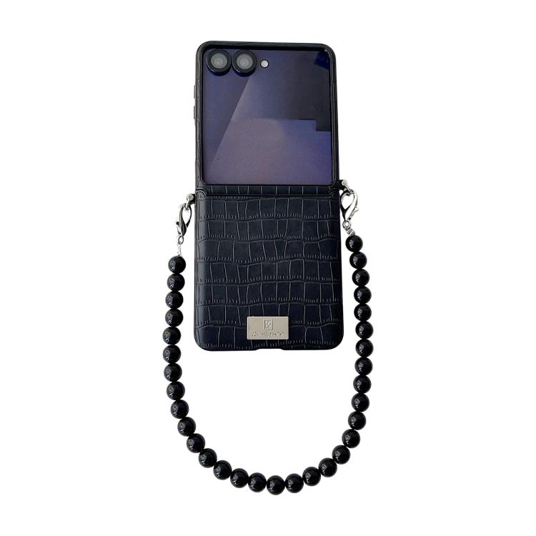Custodia per telefono fai-da-te con fibbia laterale e cinturino, con motivo coccodrillo e targhetta in stile targhetta., For Galaxy Z Flip8 5G, For Samsung Galaxy Z Flip7 5G