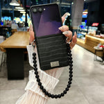 Custodia per telefono fai-da-te con fibbia laterale e cinturino, con motivo coccodrillo e targhetta in stile targhetta., For Galaxy Z Flip8 5G, For Samsung Galaxy Z Flip7 5G