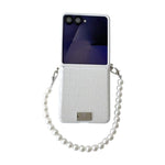 Custodia per telefono fai-da-te con fibbia laterale e cinturino, con motivo coccodrillo e targhetta in stile targhetta., For Galaxy Z Flip8 5G, For Samsung Galaxy Z Flip7 5G