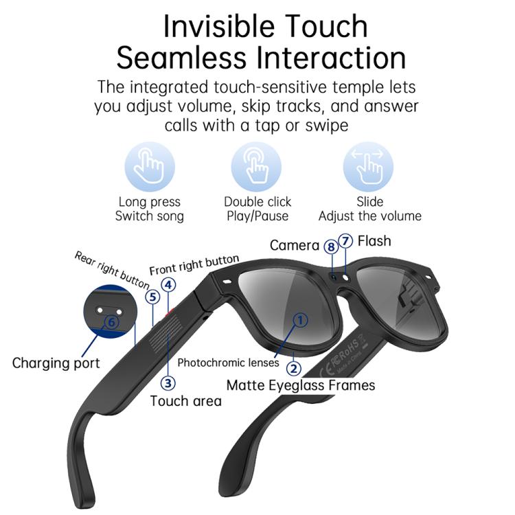 Occhiali AIMB-G3 da 8 MP con chiamate vocali intelligenti, foto AI e traduzione