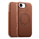ESEBLE Custodia per telefono ultra sottile con scomparto per carte e chiusura magnetica in ecopelle, For iPhone 17e / 16e, For iPhone 16 Pro Max, For iPhone 16 Pro, For iPhone 16, For iPhone 15 Pro Max, For iPhone 15 Pro, For iPhone 15, For iPhone 14 / 13