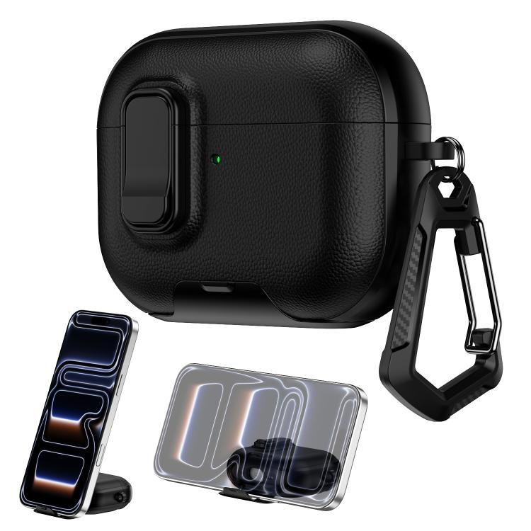 Custodia AirPods Pro 3 con texture litchi e chiusura sicurezza