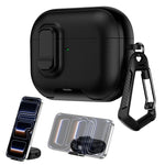 Custodia per auricolari con texture litchi, supporto e chiusura di sicurezza., For AirPods Pro 3