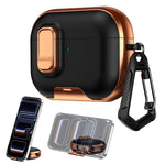 Custodia per auricolari con texture litchi, supporto e chiusura di sicurezza., For AirPods Pro 3