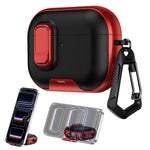 Custodia per auricolari con texture litchi, supporto e chiusura di sicurezza., For AirPods Pro 3