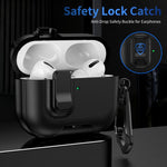 Custodia per auricolari con texture litchi, supporto e chiusura di sicurezza., For AirPods Pro 3