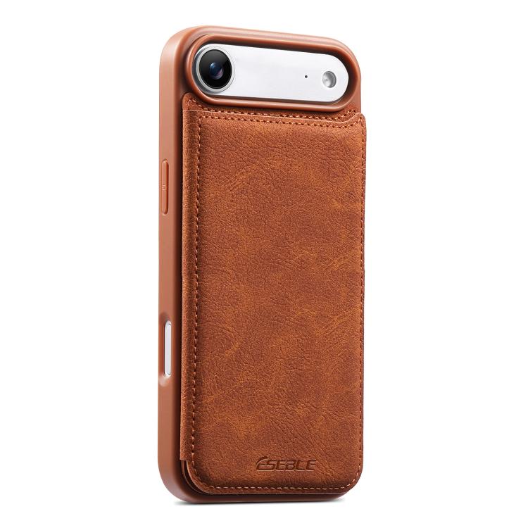Custodia per telefono ESEBLE con doppia fibbia e texture retrò e scomparto per carte di credito., For iPhone 17e / 16e, For iPhone 17 Pro Max, For iPhone 17 Pro, For iPhone 17, For iPhone Air, For iPhone 16 Pro Max, For iPhone 16 Pro, For iPhone 16