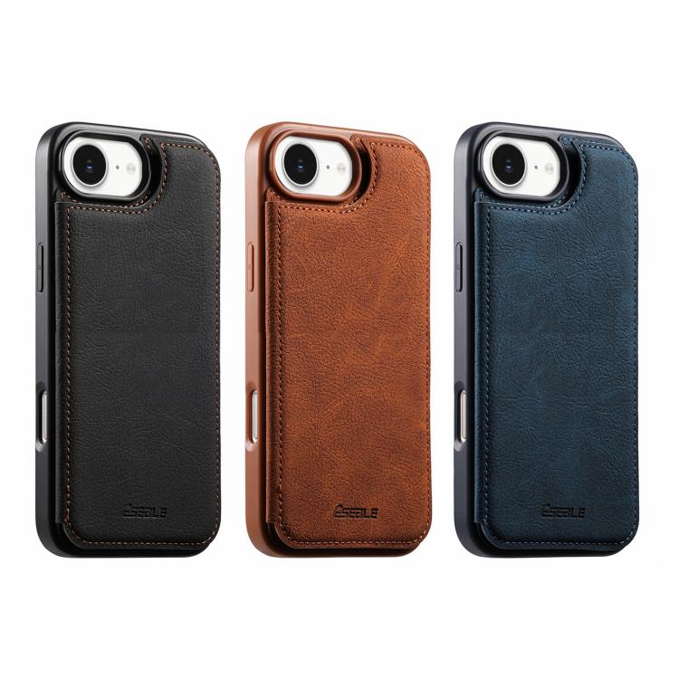 Custodia per telefono ESEBLE con doppia fibbia e texture retrò e scomparto per carte di credito., For iPhone 17e / 16e, For iPhone 17 Pro Max, For iPhone 17 Pro, For iPhone 17, For iPhone Air, For iPhone 16 Pro Max, For iPhone 16 Pro, For iPhone 16