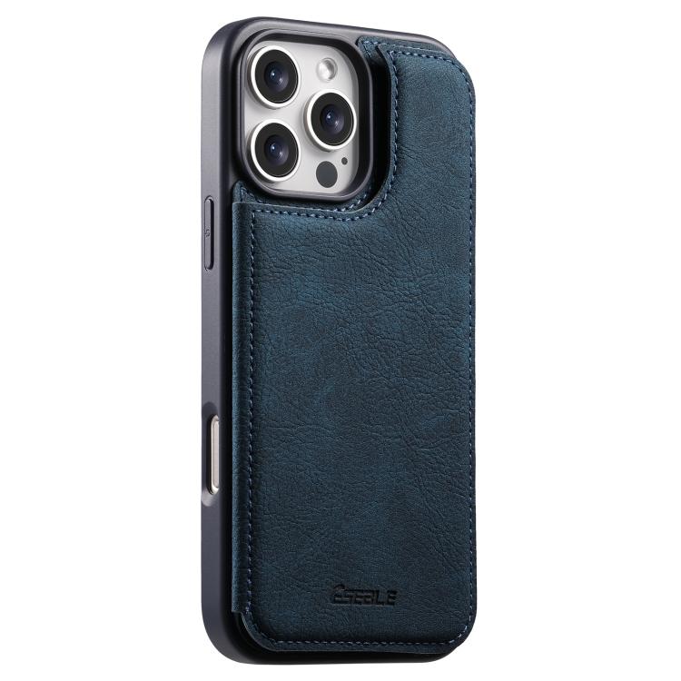 Custodia per telefono ESEBLE con doppia fibbia e texture retrò e scomparto per carte di credito., For iPhone 17e / 16e, For iPhone 17 Pro Max, For iPhone 17 Pro, For iPhone 17, For iPhone Air, For iPhone 16 Pro Max, For iPhone 16 Pro, For iPhone 16